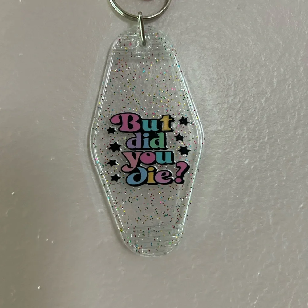 Glittery Keychain with Colorful Text - Picture 2 of 3